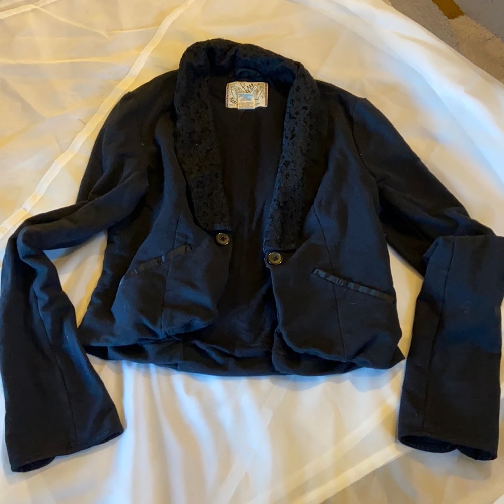 Free People Cotton Jacket Blazer with Lace Details